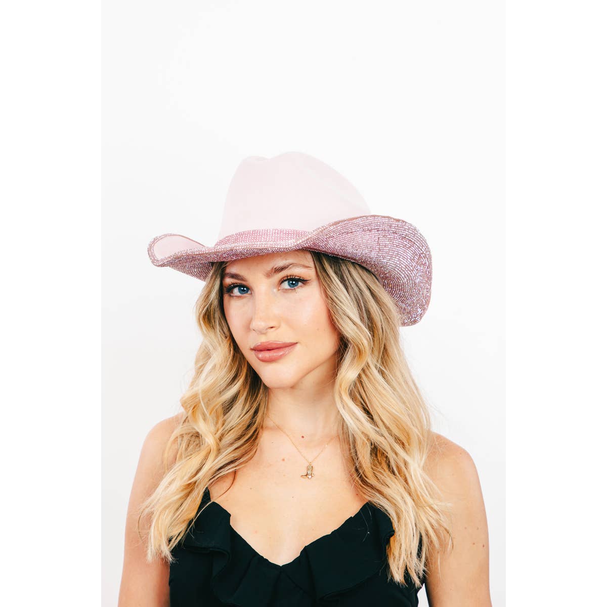 Pave Rhinestone Trim Cowboy Hat