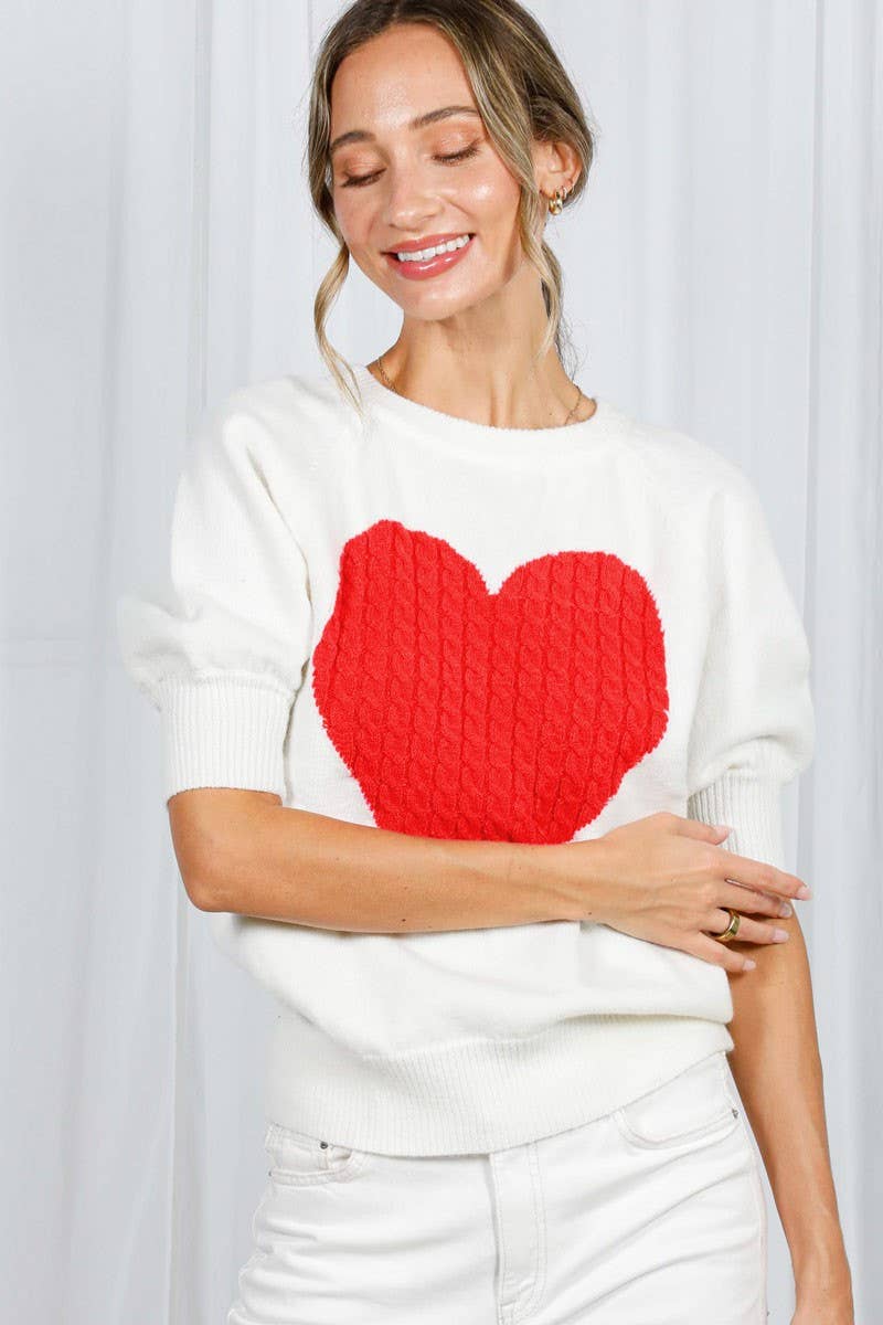 Cable Heart Shape Valentine's Knitted Sweater