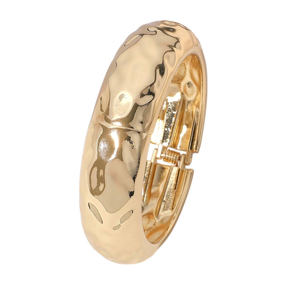Hammered Metal Hinged Bangle Bracelet