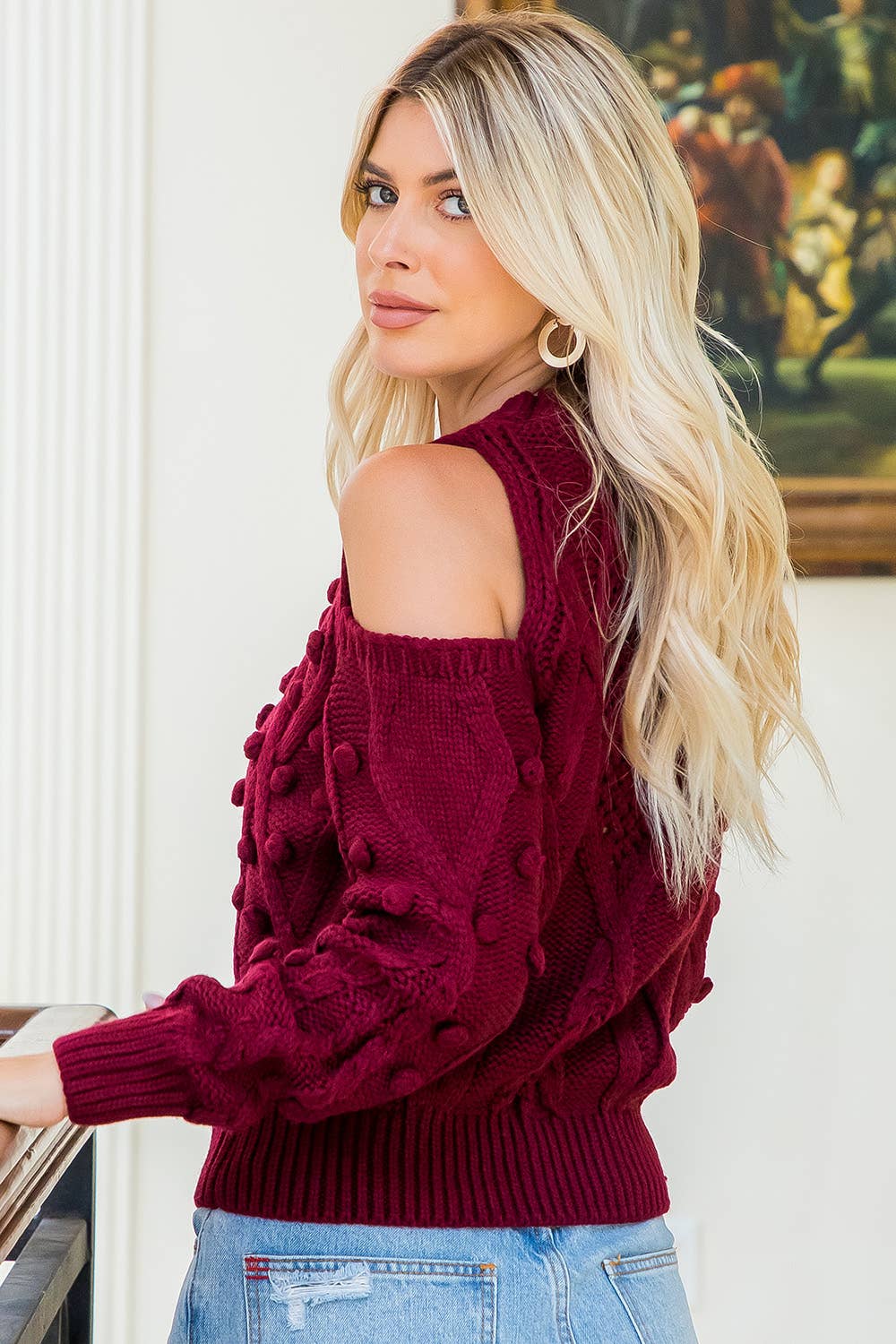 CABLE KNIT DETAIL PULLOVER SWEATER