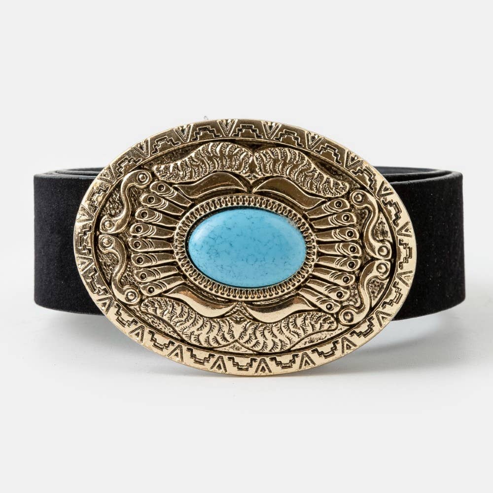 Oval Western Concho Oversized Buckle Belt