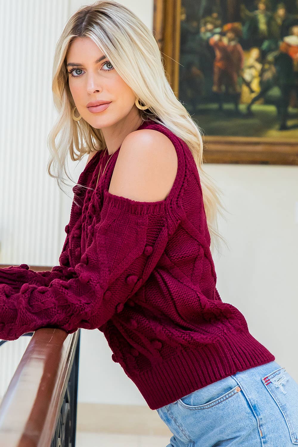 CABLE KNIT DETAIL PULLOVER SWEATER