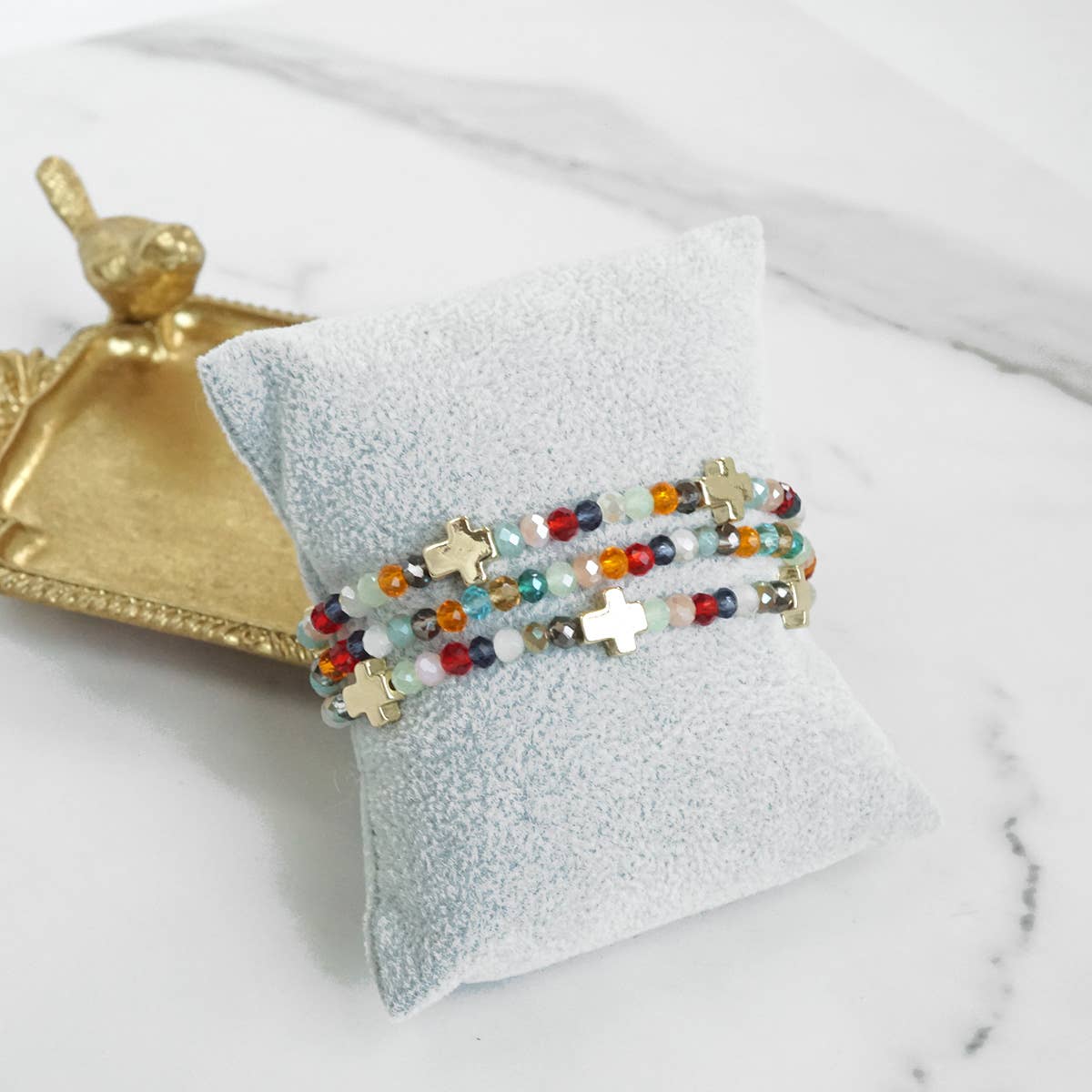 Mini Sideways Cross Bracelet stack Glass