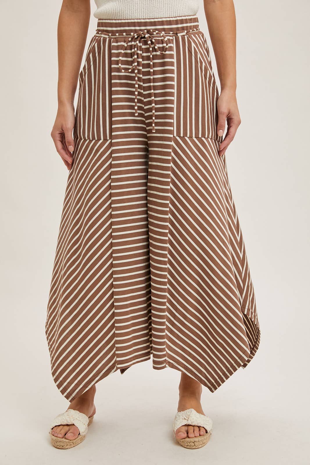STRIPED WIDE LEG PALAZZO PANTS