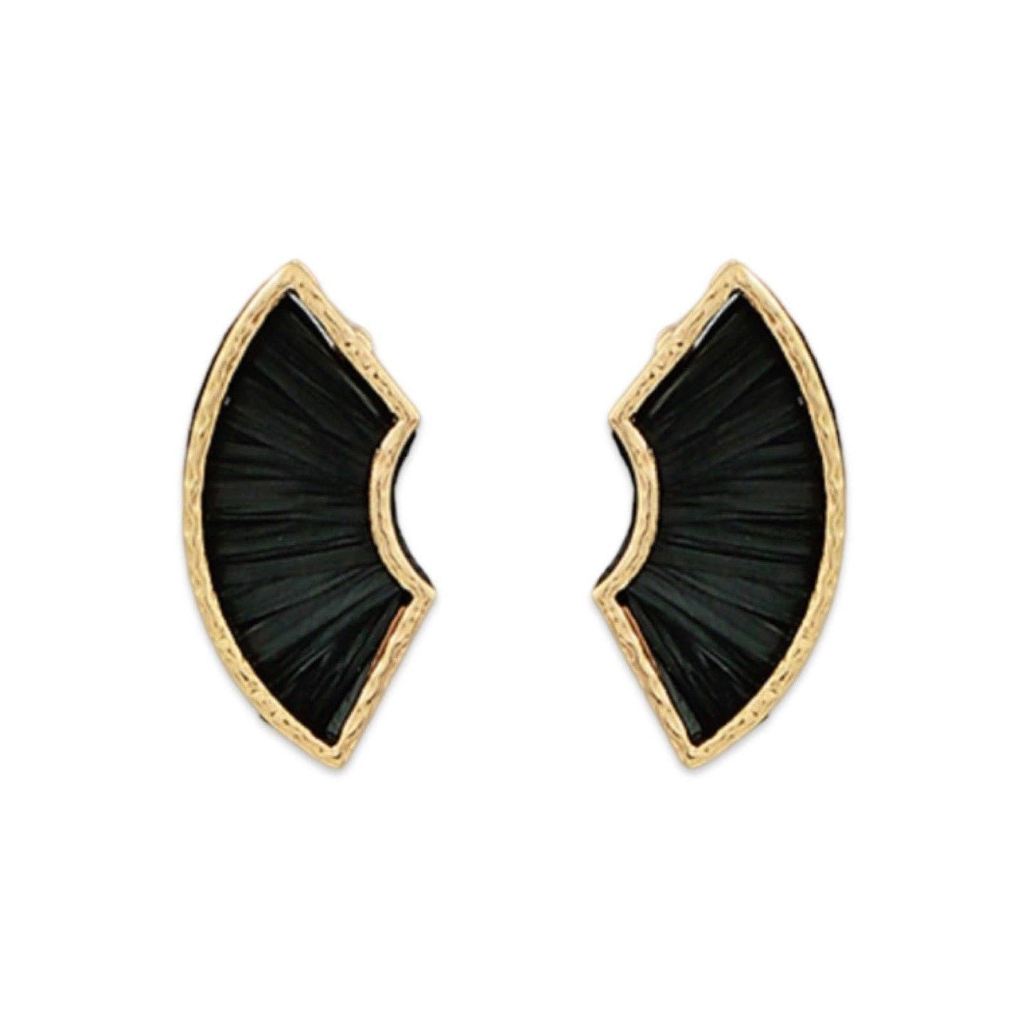 Black Layered Raffia Fan Earring| Fall Earrings| Raffia Earring