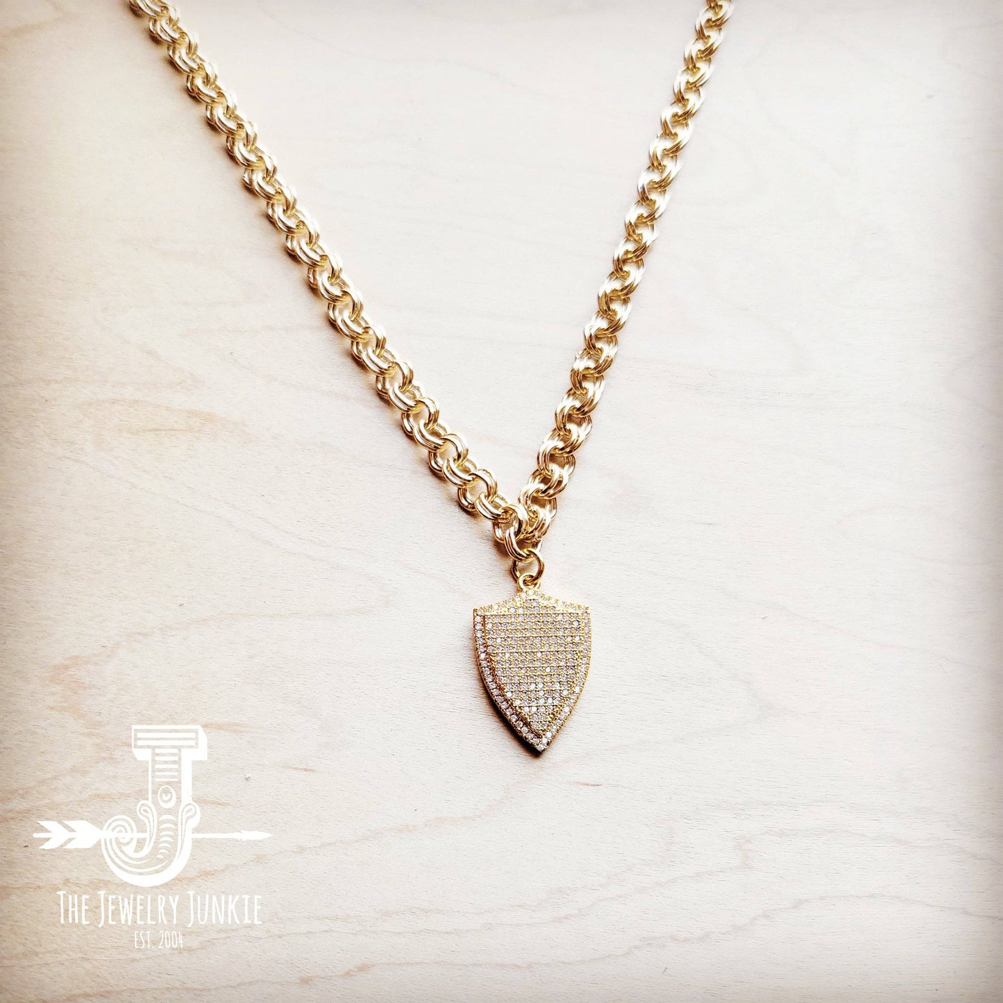 **Chain Necklace w/ Crystal Pave Cross Pendant 258af