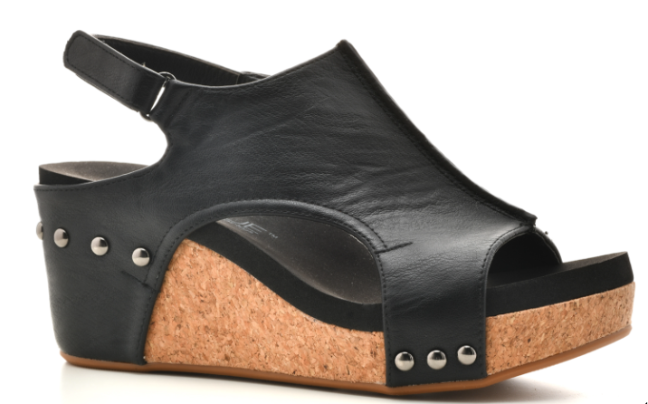 Carley Black Smooth Wedge