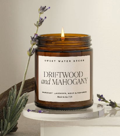 Driftwood and Mahogany 9 oz Soy Candle - Home Decor & Gifts