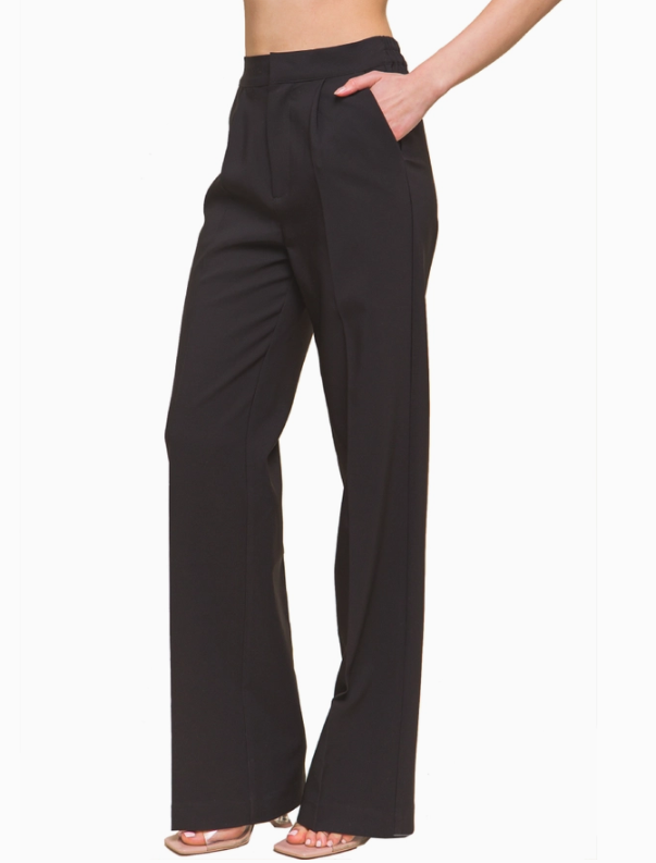 Blk Dress Pants W Elastic Back
