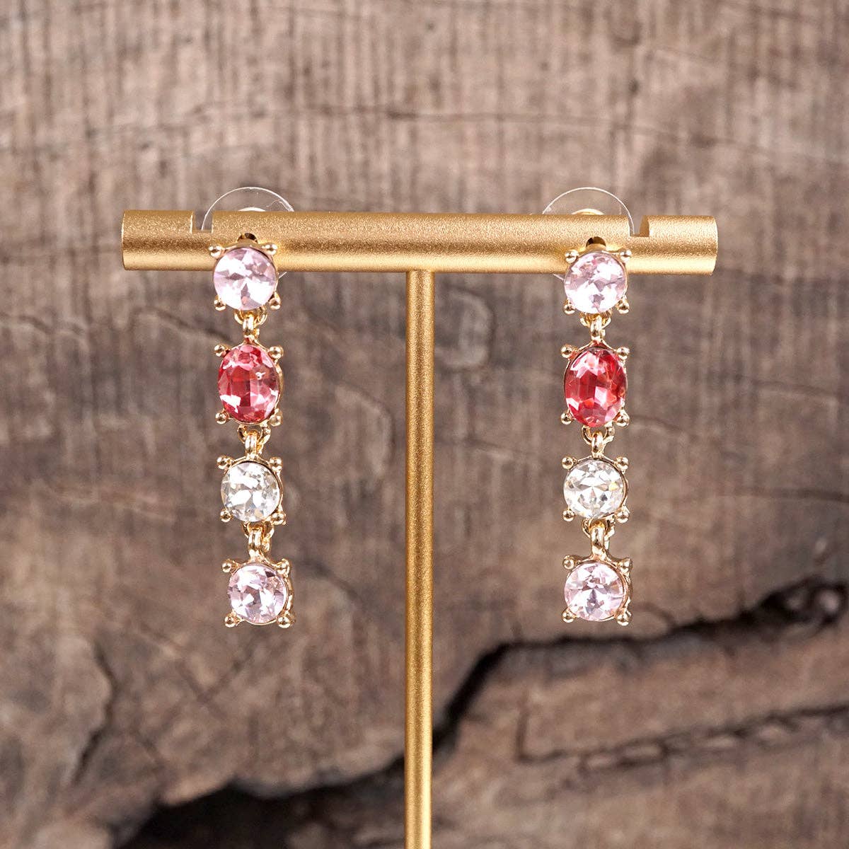Linear Drop Earrings with Sparkling Crystals