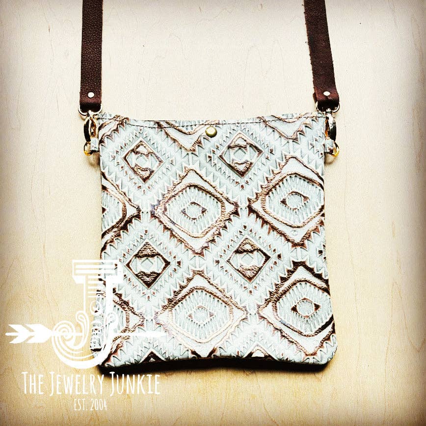 Crossbody Handbag w/ Gold Aztec Leather