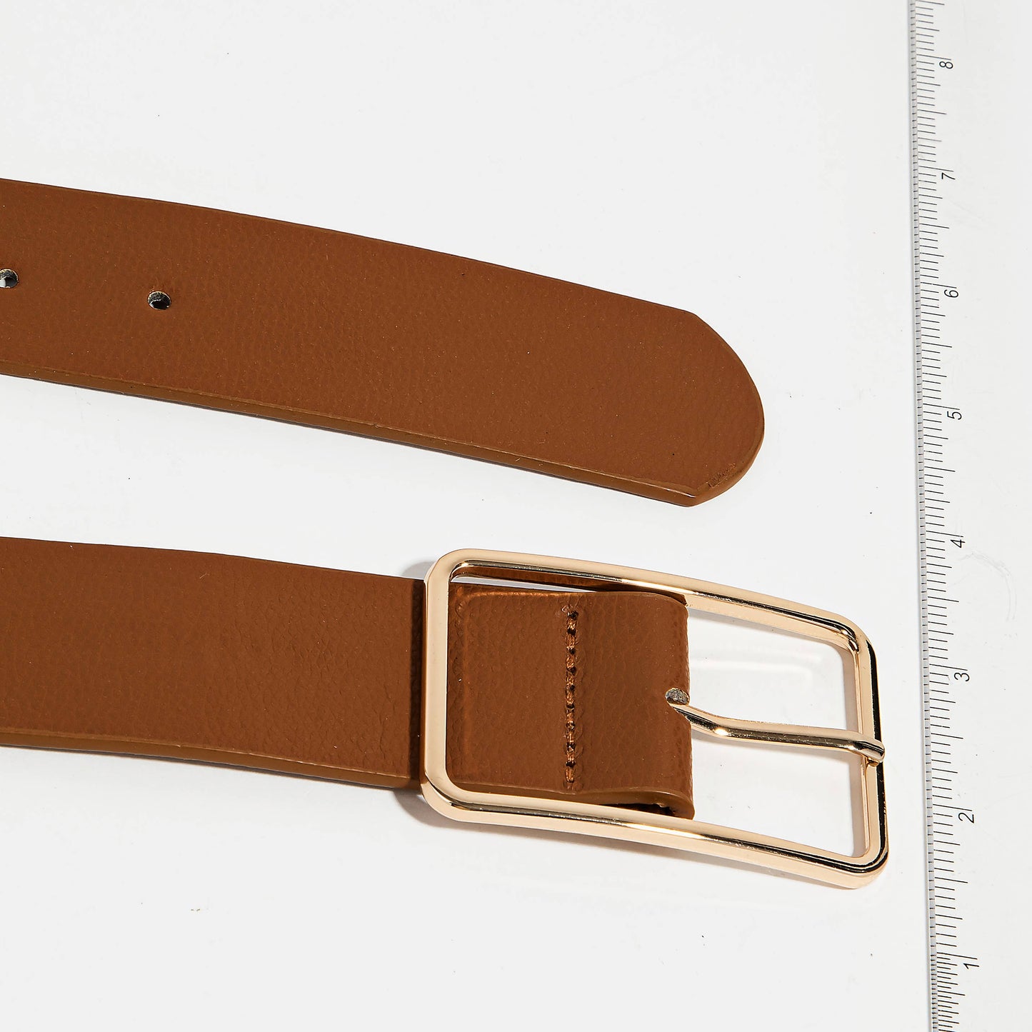 Faux Leather Rectangle Cutout Buckle Fashion Belt