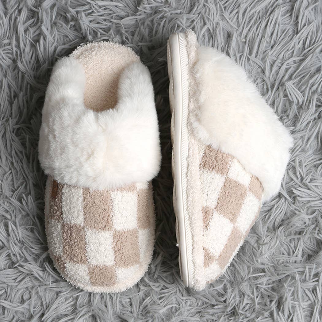 Checkered Faux Fur Luxury Soft Slipper