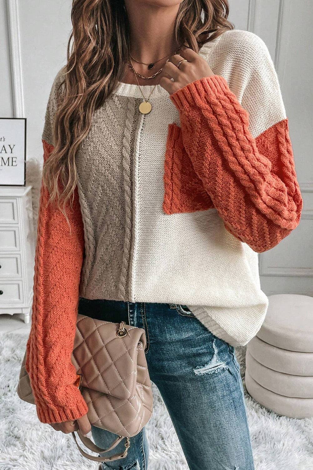 Cable Patch Pocket Sweater