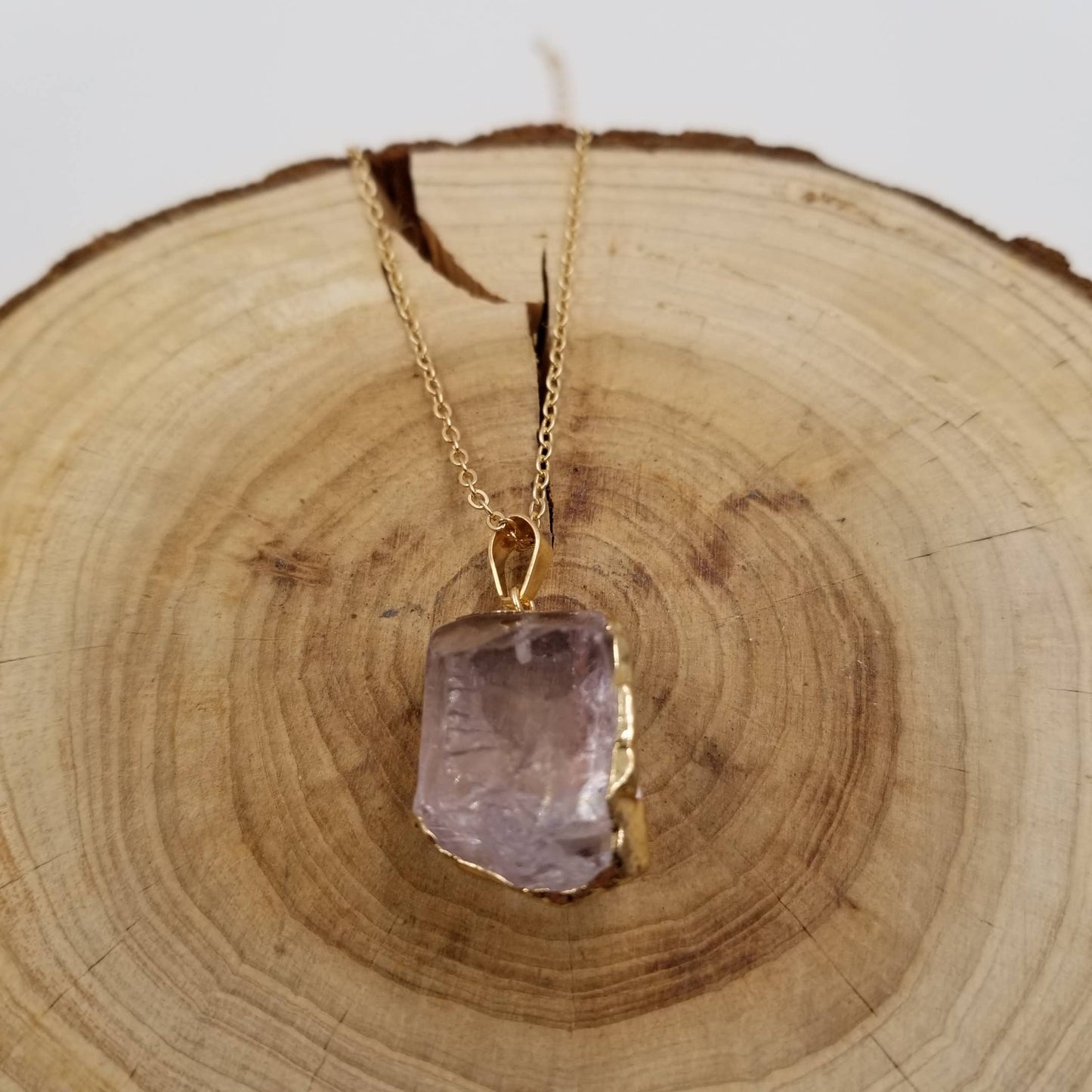 Natural Amethyst Gold Plated Semi Precious Necklace