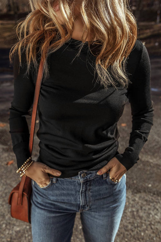 Solid Color Slim Fit Light Sweater