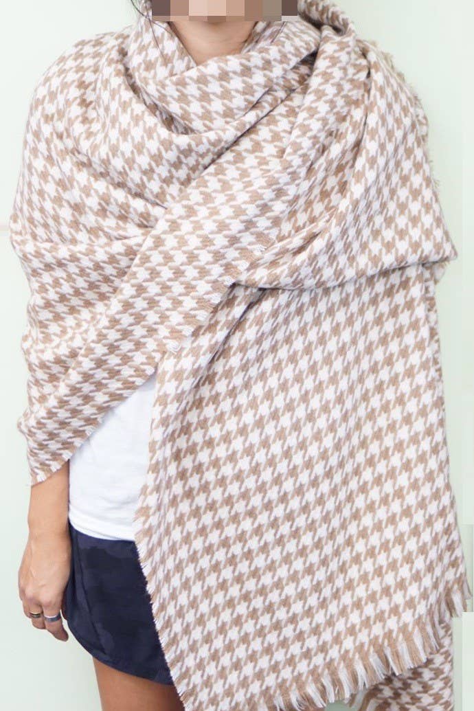Oversized Houndstooth Blanket Scarf