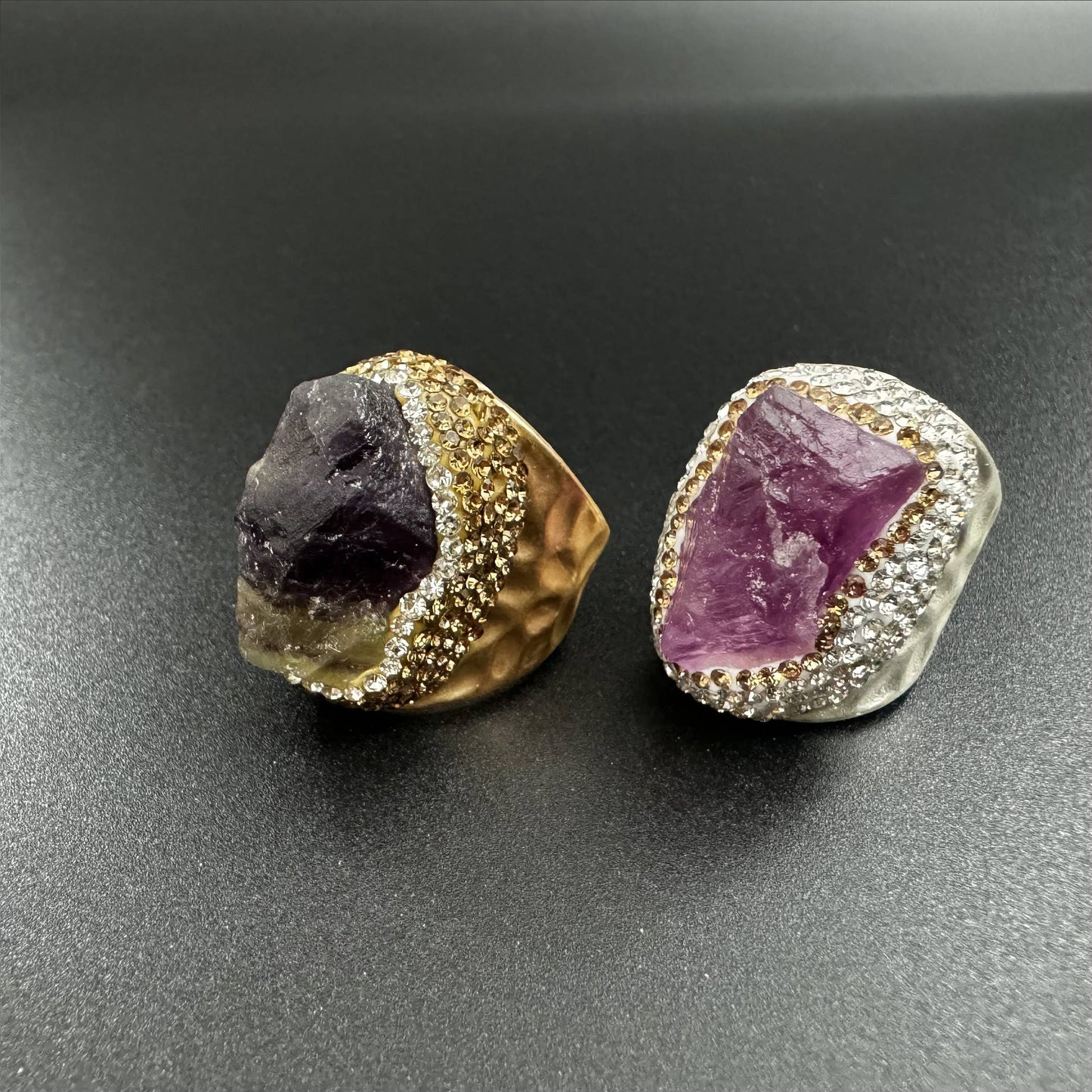 Fluorite Rhinestone Alloy Rings