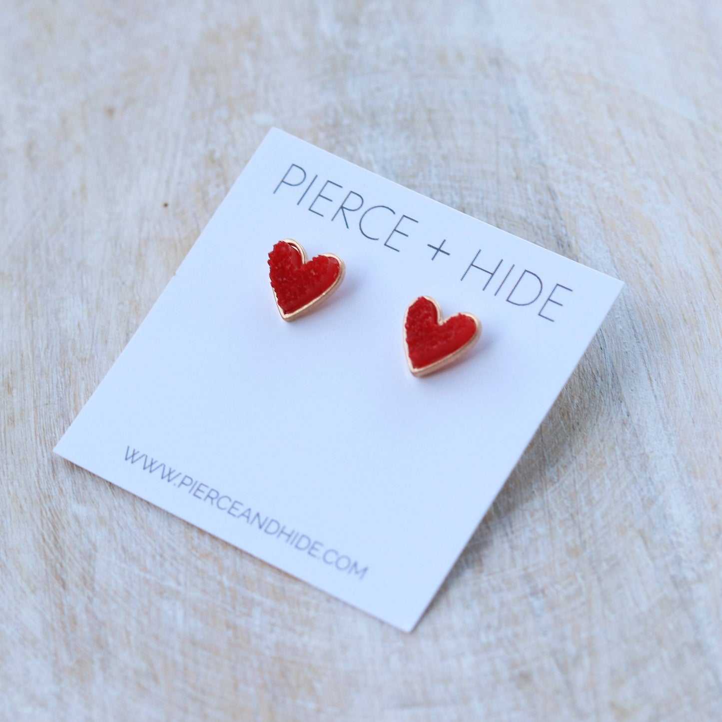Red Heart Druzy Stud