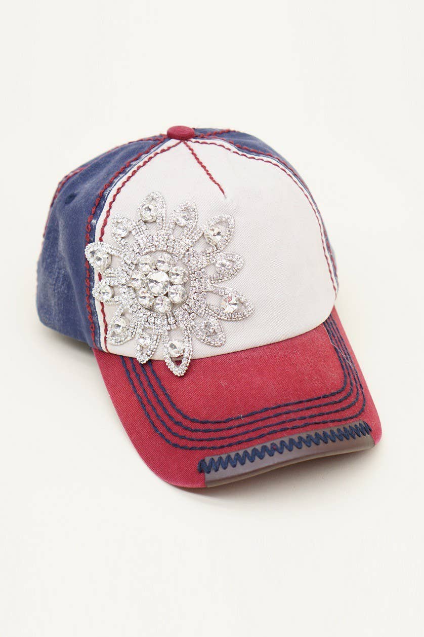 Sunflower Glitz Three-Toned Cap, Adjustable