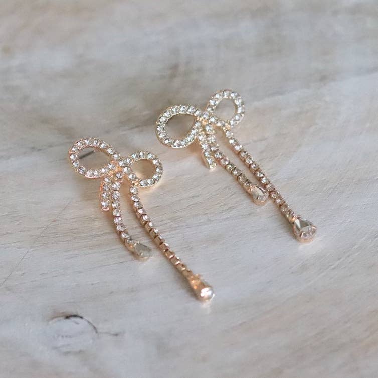 CZ Ribbon Drop Earrings