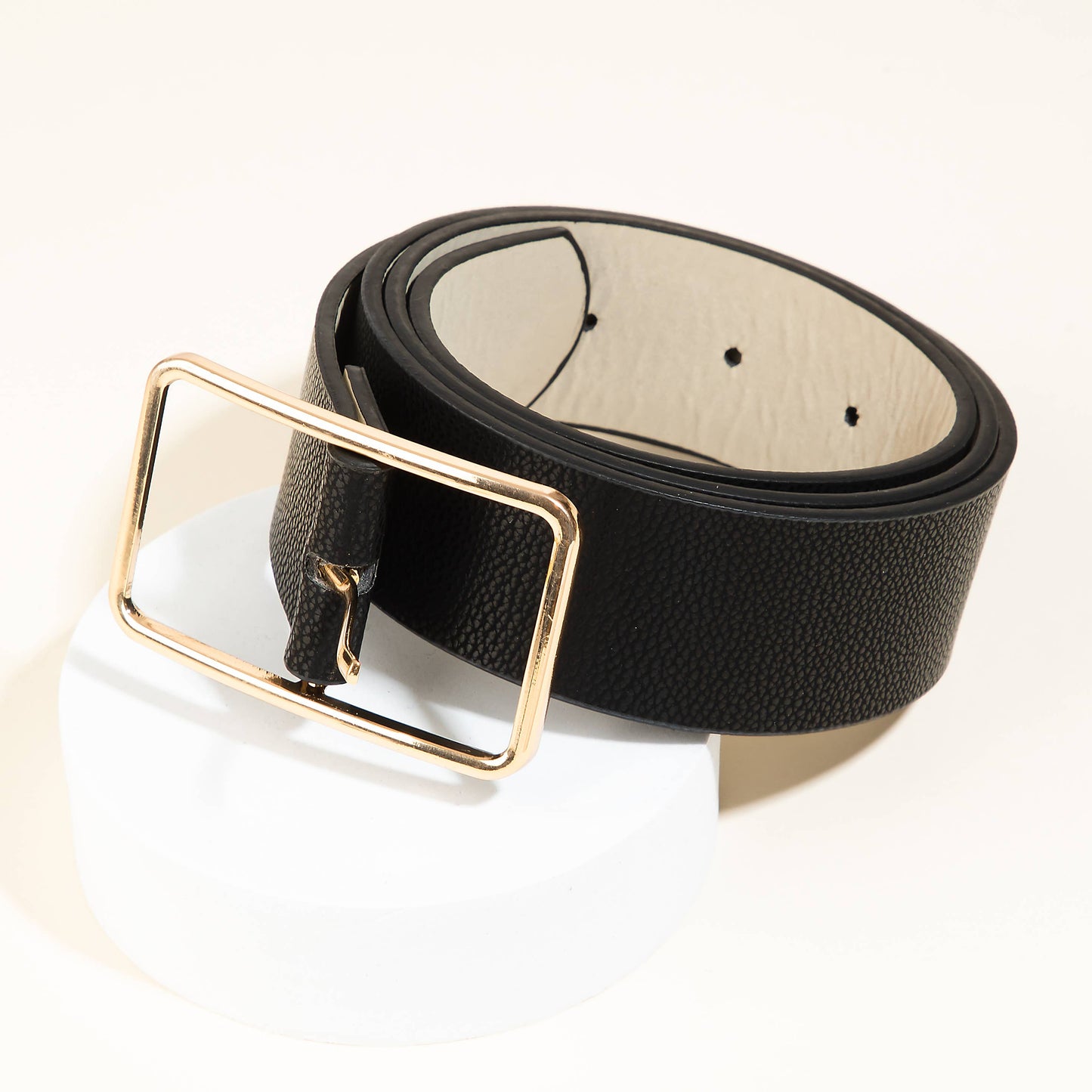 Faux Leather Rectangle Cutout Buckle Fashion Belt