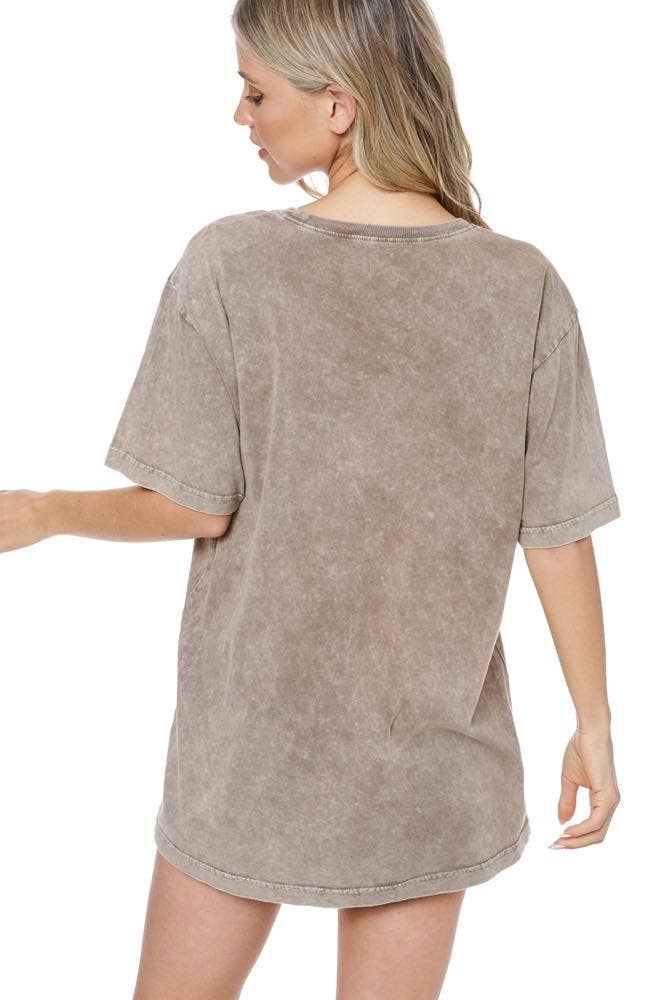 GLITTER' Touch Down Football Graphic S/S Washed Boyfriend Te