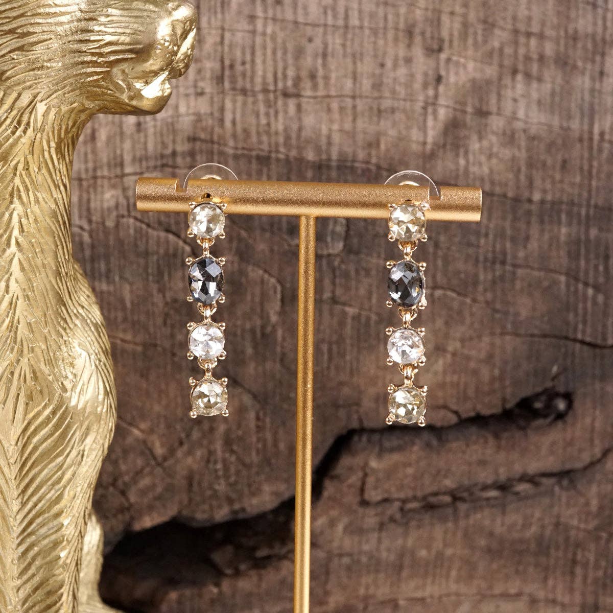 Linear Drop Earrings with Sparkling Crystals