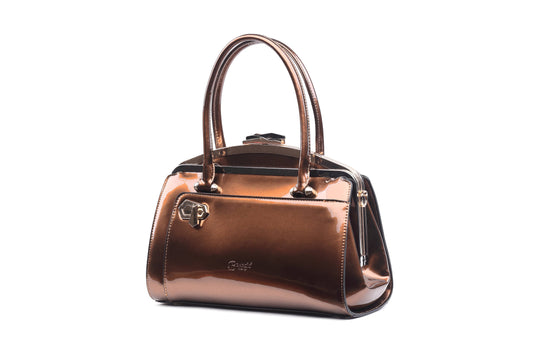Brangio Italy Luxe Metallic Brown Leather Handbag
