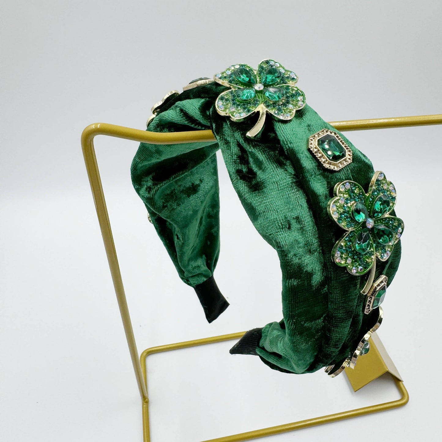 Clover Rhinestone Velvet Headband