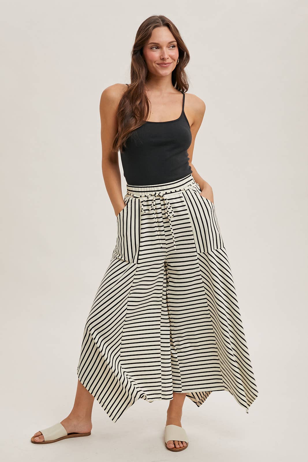 STRIPED WIDE LEG PALAZZO PANTS