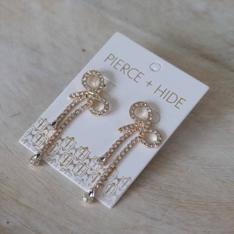 CZ Ribbon Drop Earrings