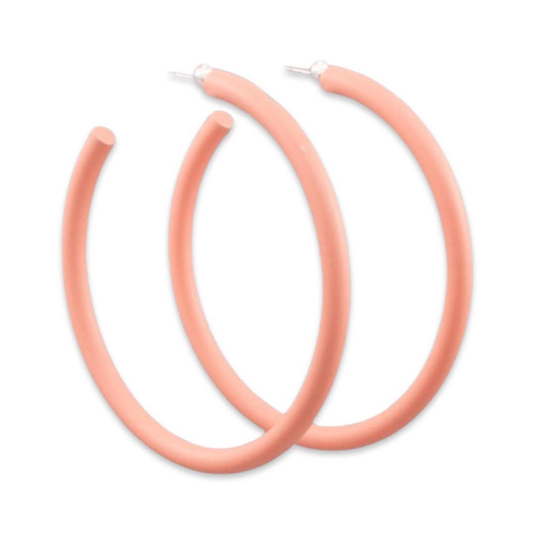Large Skinny Peach Hoop Earring