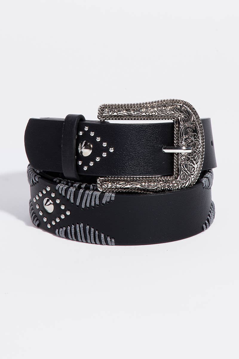 Floral Etched Buckle Belt