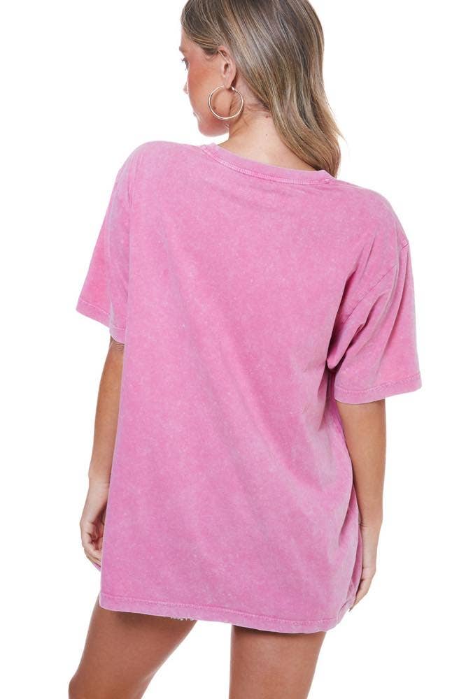 GLITTER' Touch Down Football Graphic S/S Washed Boyfriend Te
