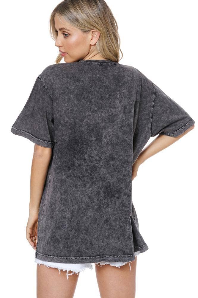 GLITTER' Touch Down Football Graphic S/S Washed Boyfriend Te