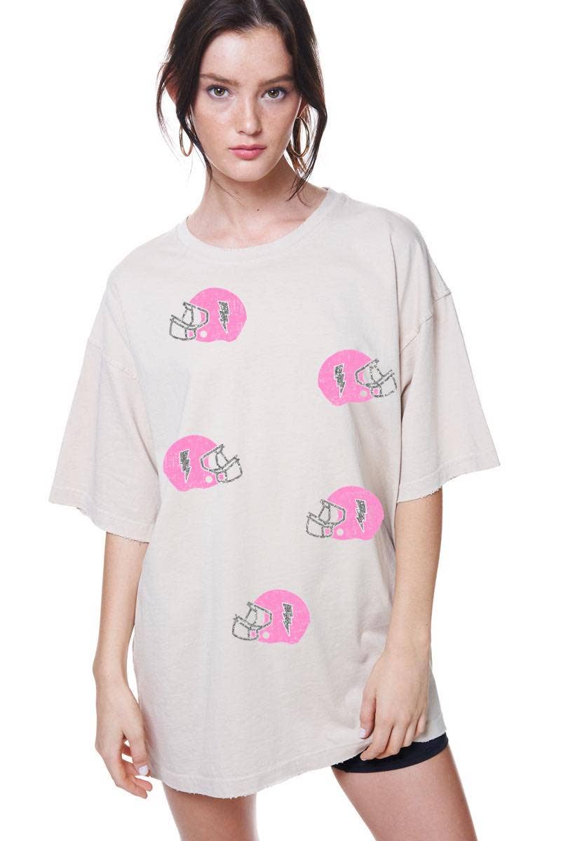 GLITTER' Football Helmets All-Over Graphic S/S Oversized Tee