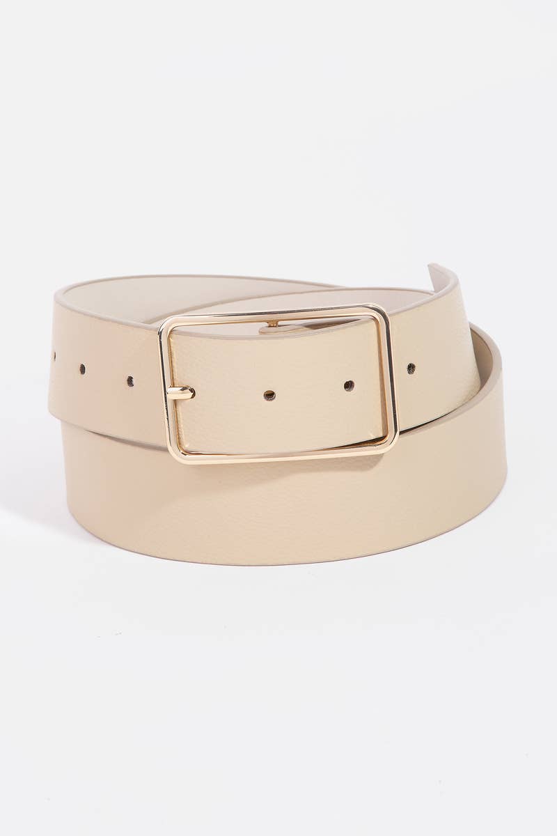 Faux Leather Rectangle Cutout Buckle Fashion Belt