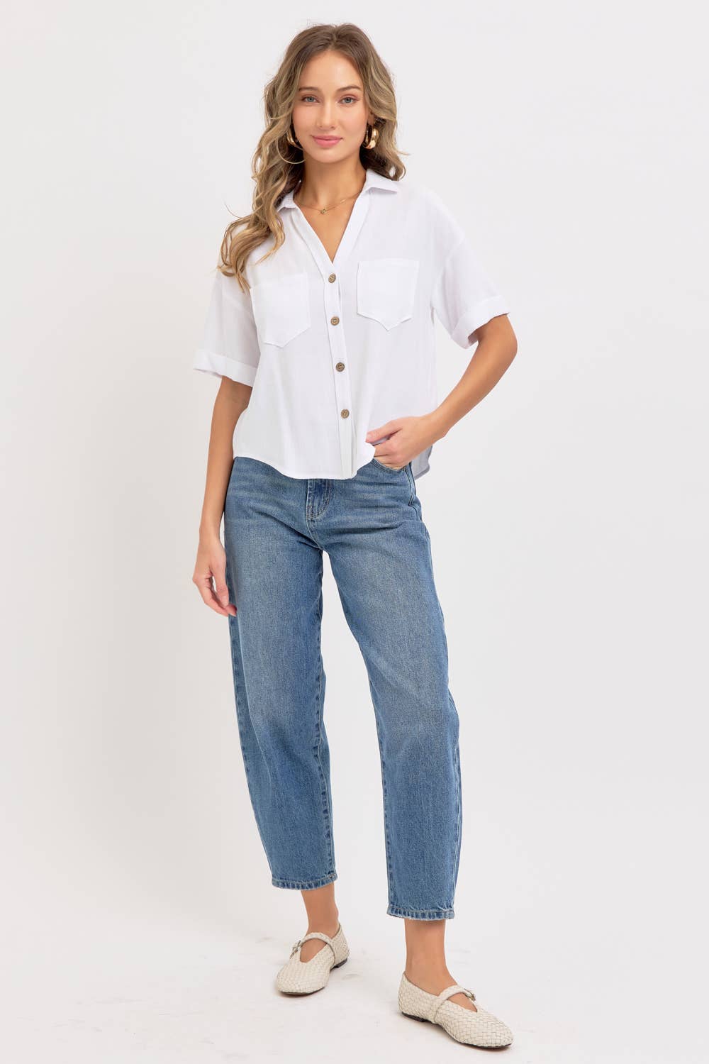 Linen Casual Button Top