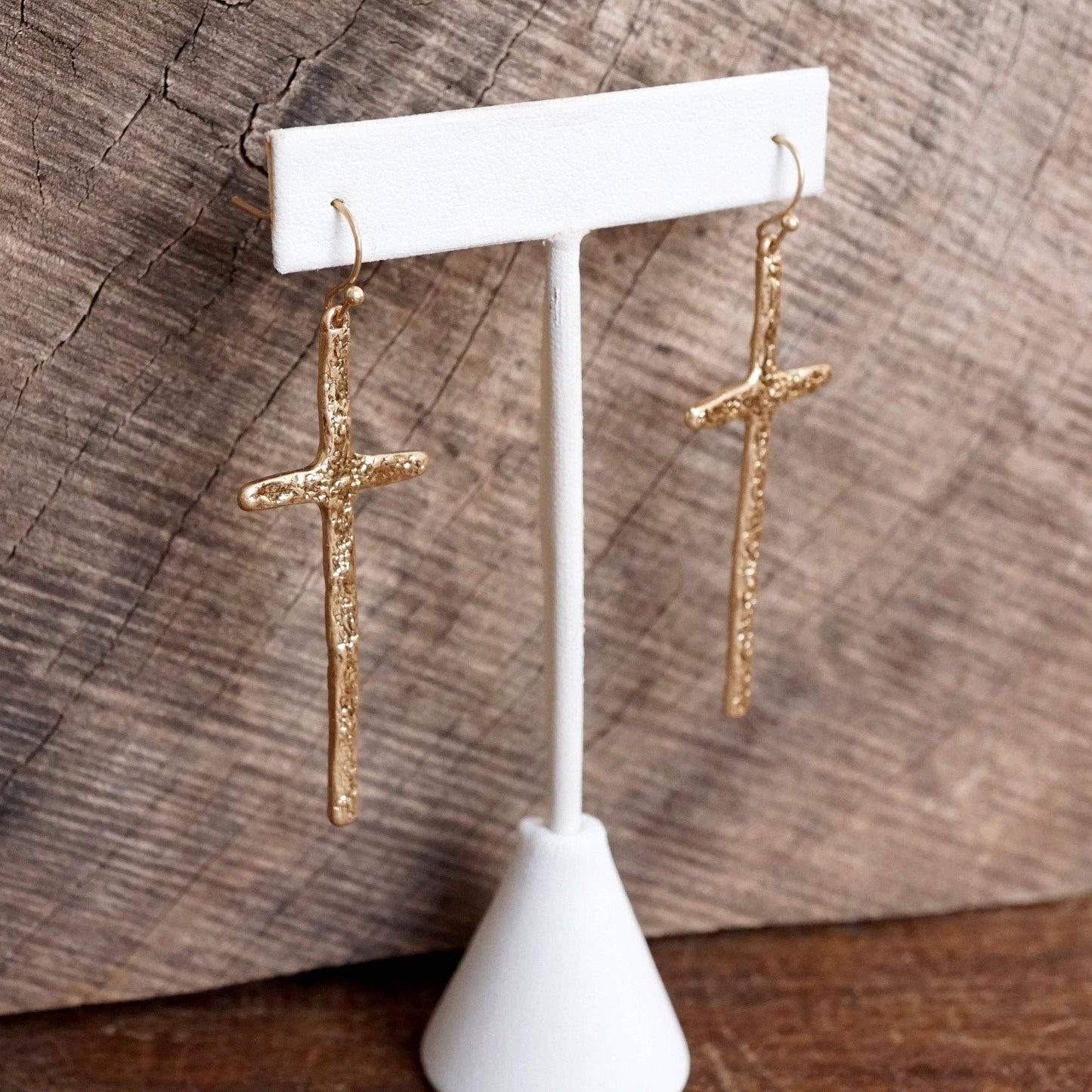 Cross Earrings worn Gold