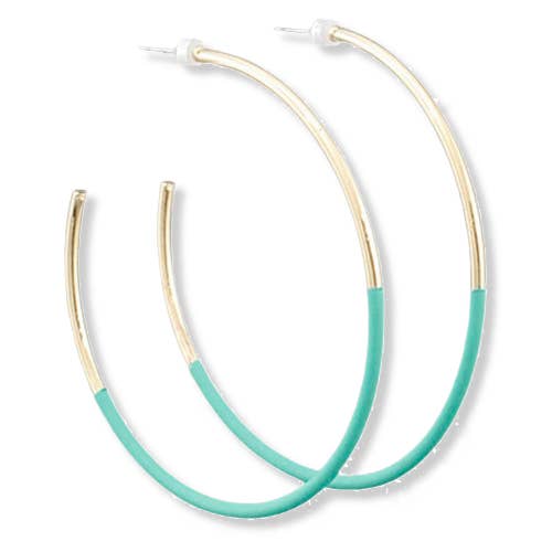 Mint/ Gold Skinny Hoop Earrings