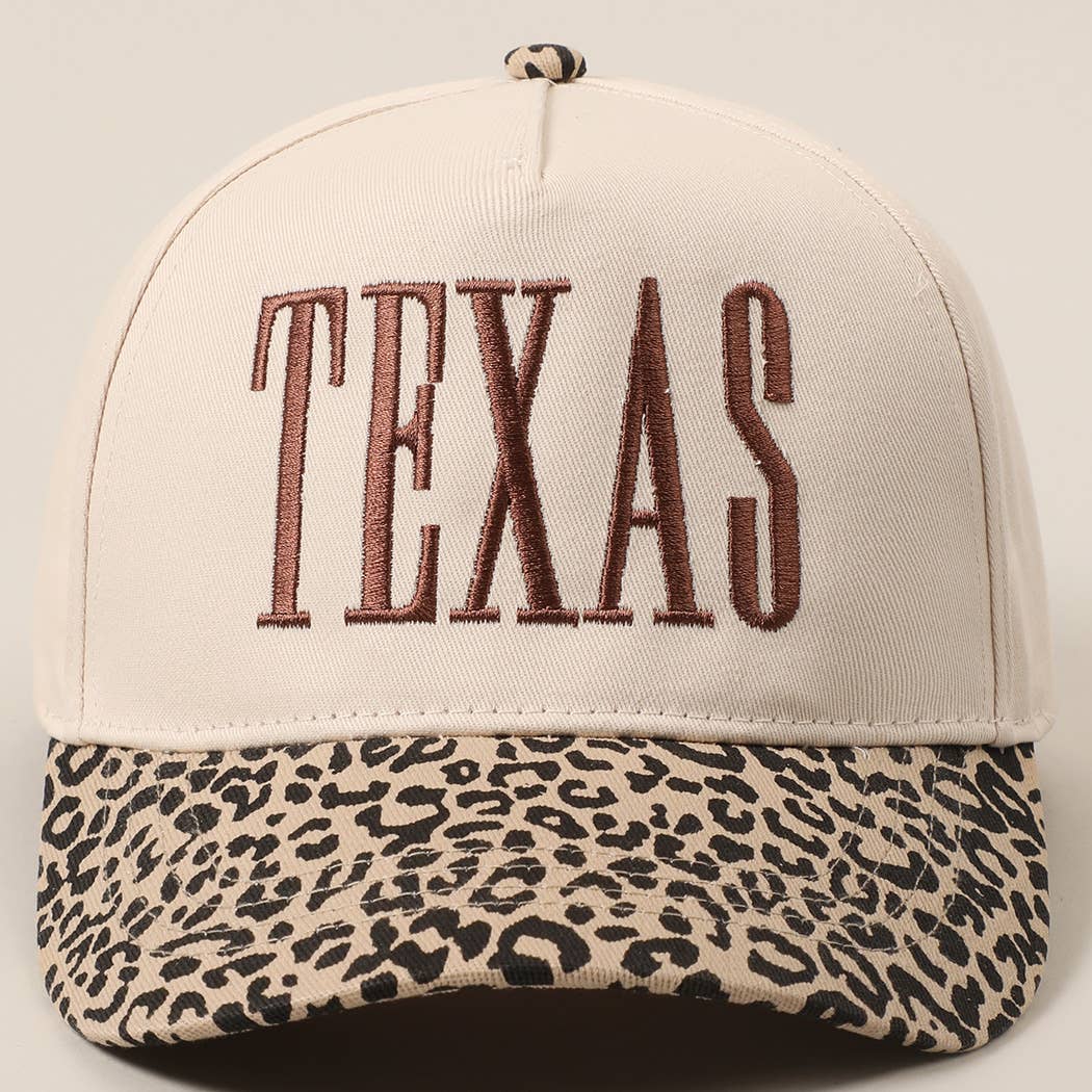 Texas Embroidered Leopard Trucker Hat