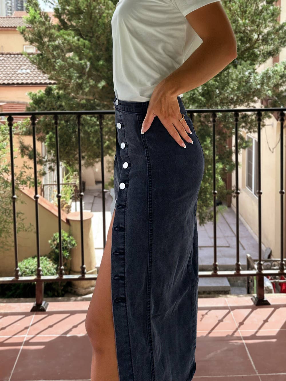 Side Split High Waist Skirt