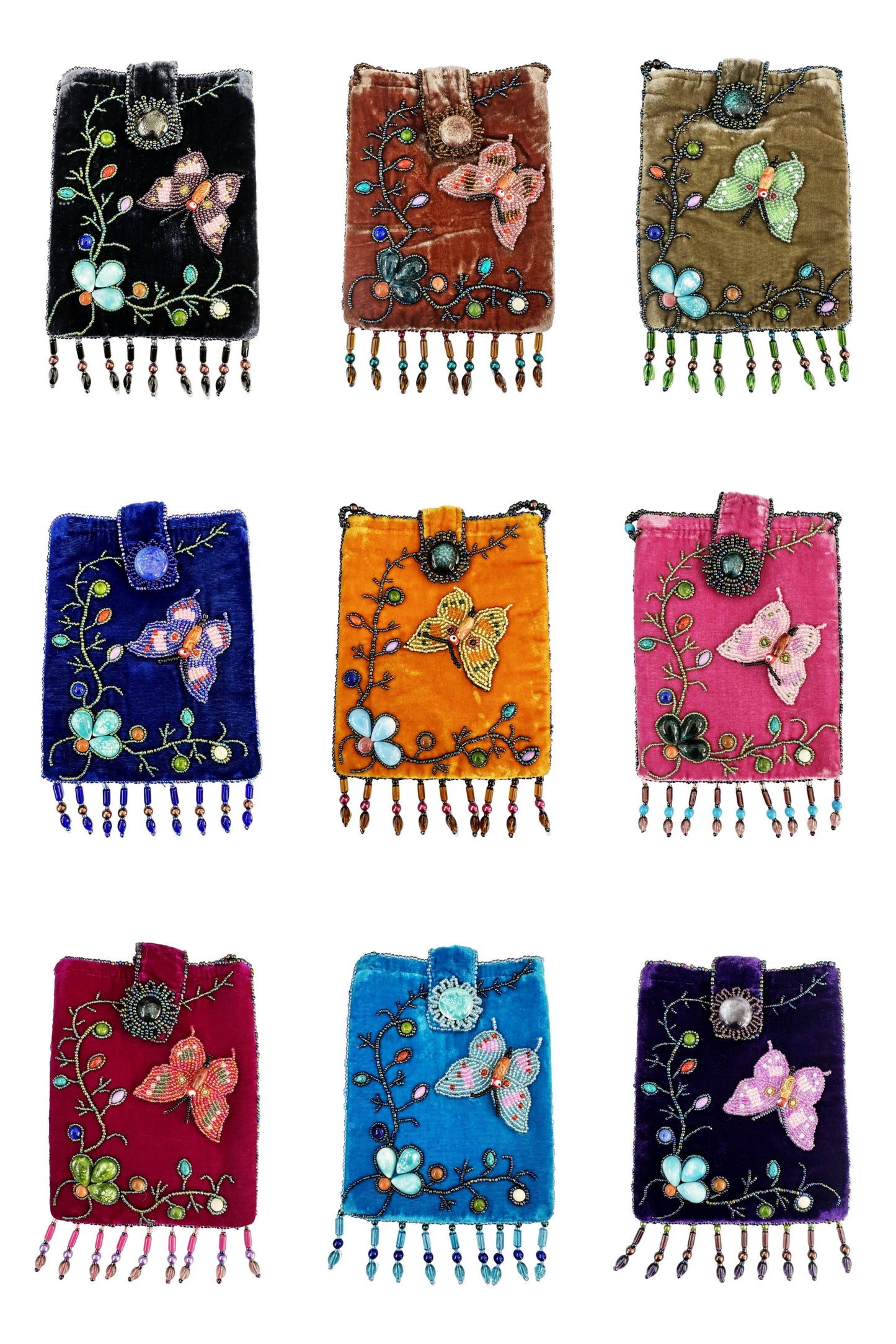 Butterfly Rectangular Velvet Crossbody VBG15-BU