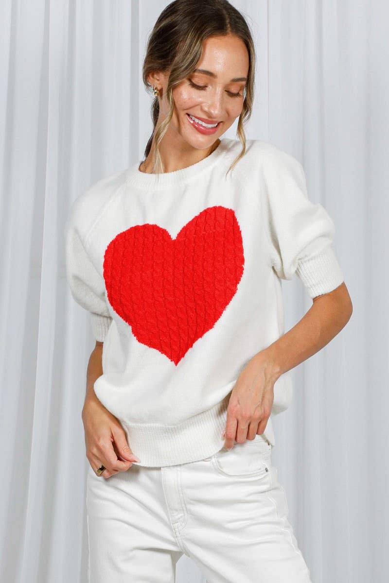 Cable Heart Shape Valentine's Knitted Sweater