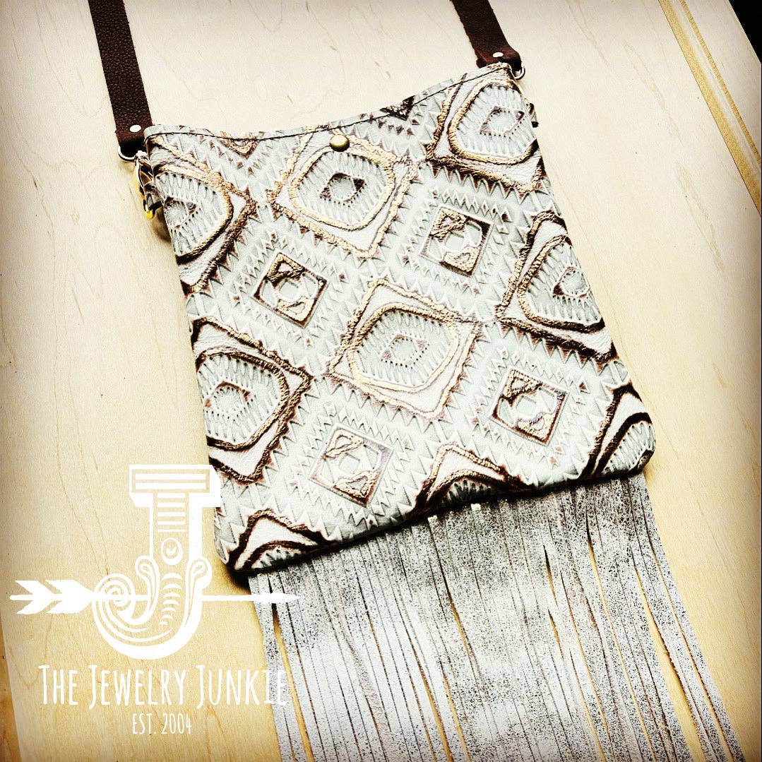 Crossbody Handbag w/ Gold Aztec Leather