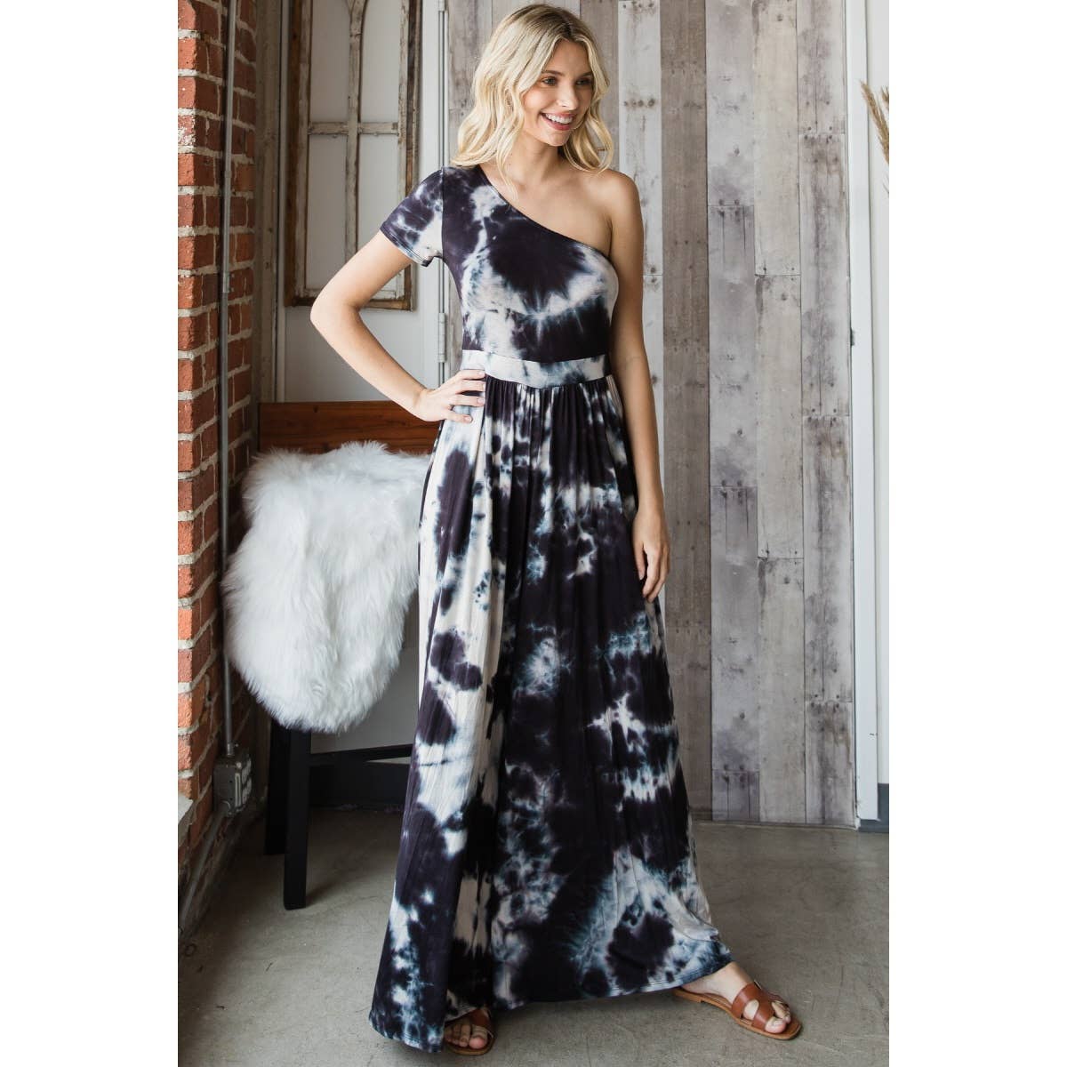 Tie Dye One Shoulder Wide Leg Jumpsuit