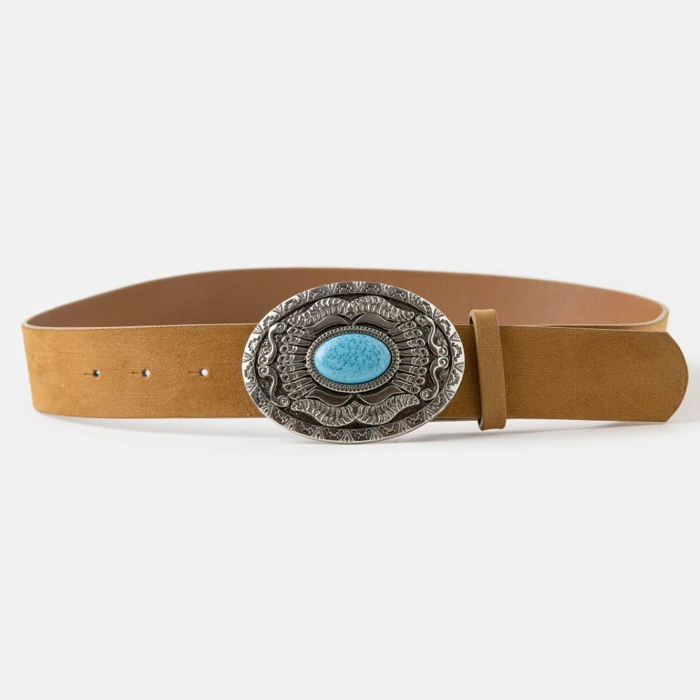 Oval Western Concho Oversized Buckle Belt