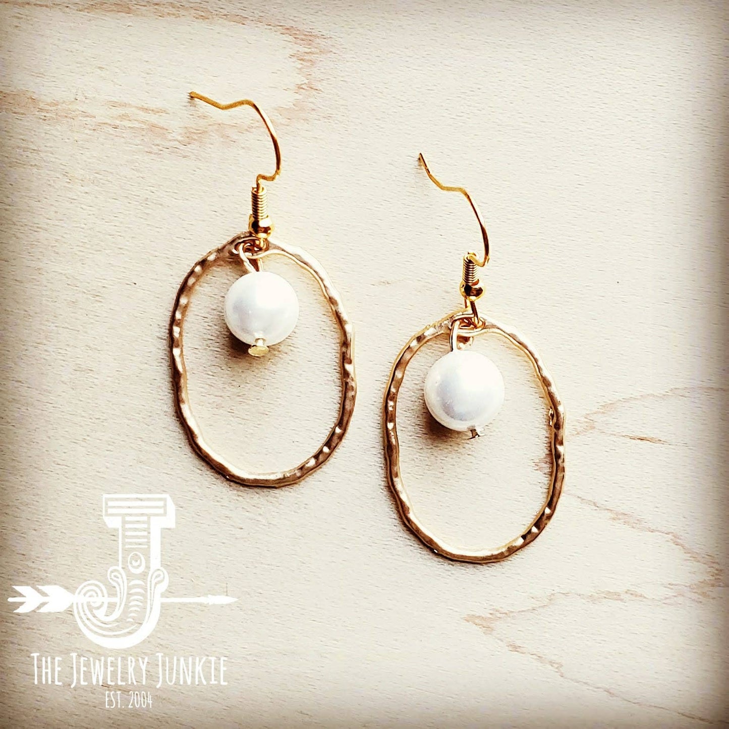 Gold Hoop with Pearl Dangle
