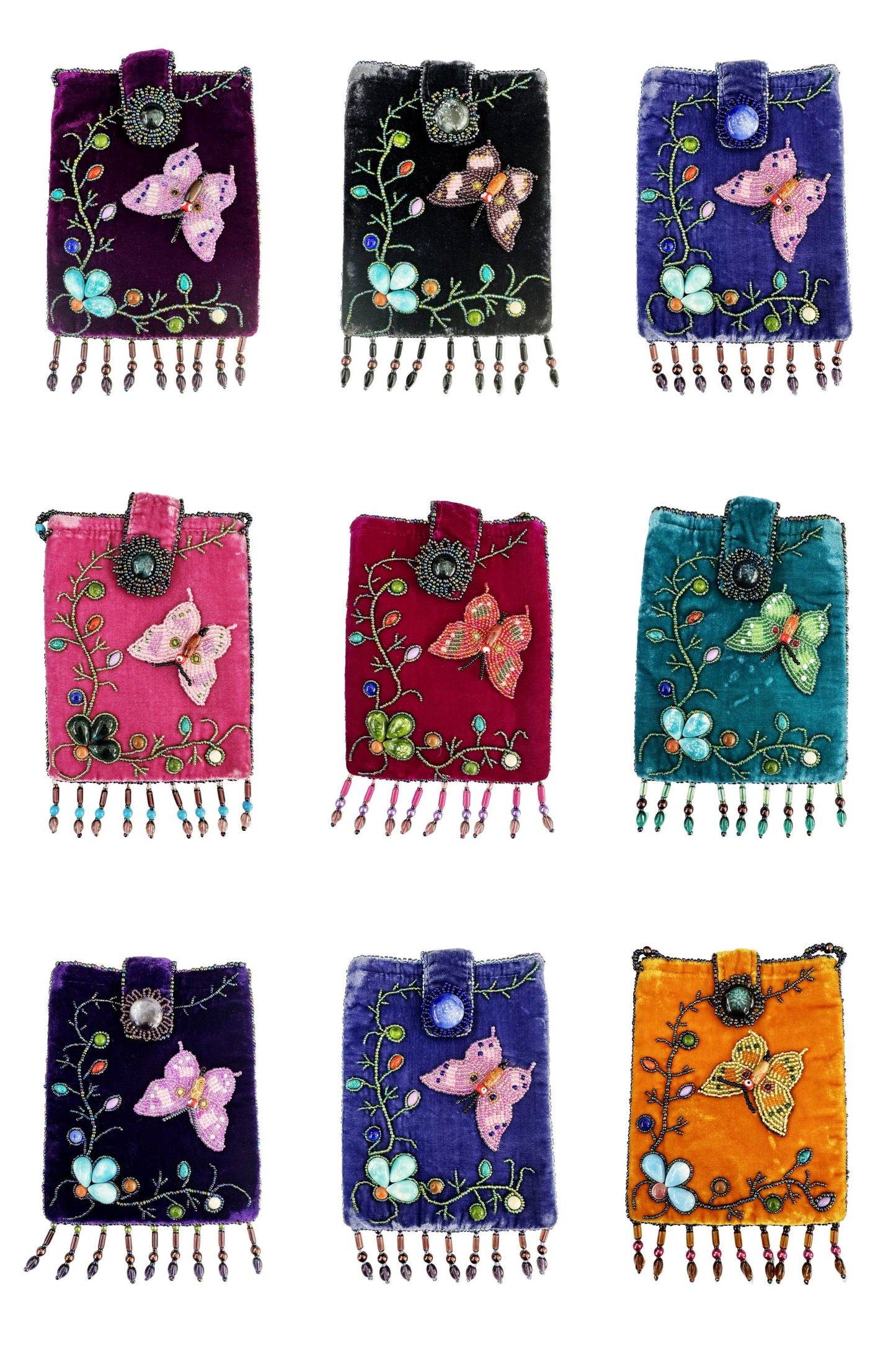 Butterfly Rectangular Velvet Crossbody VBG15-BU